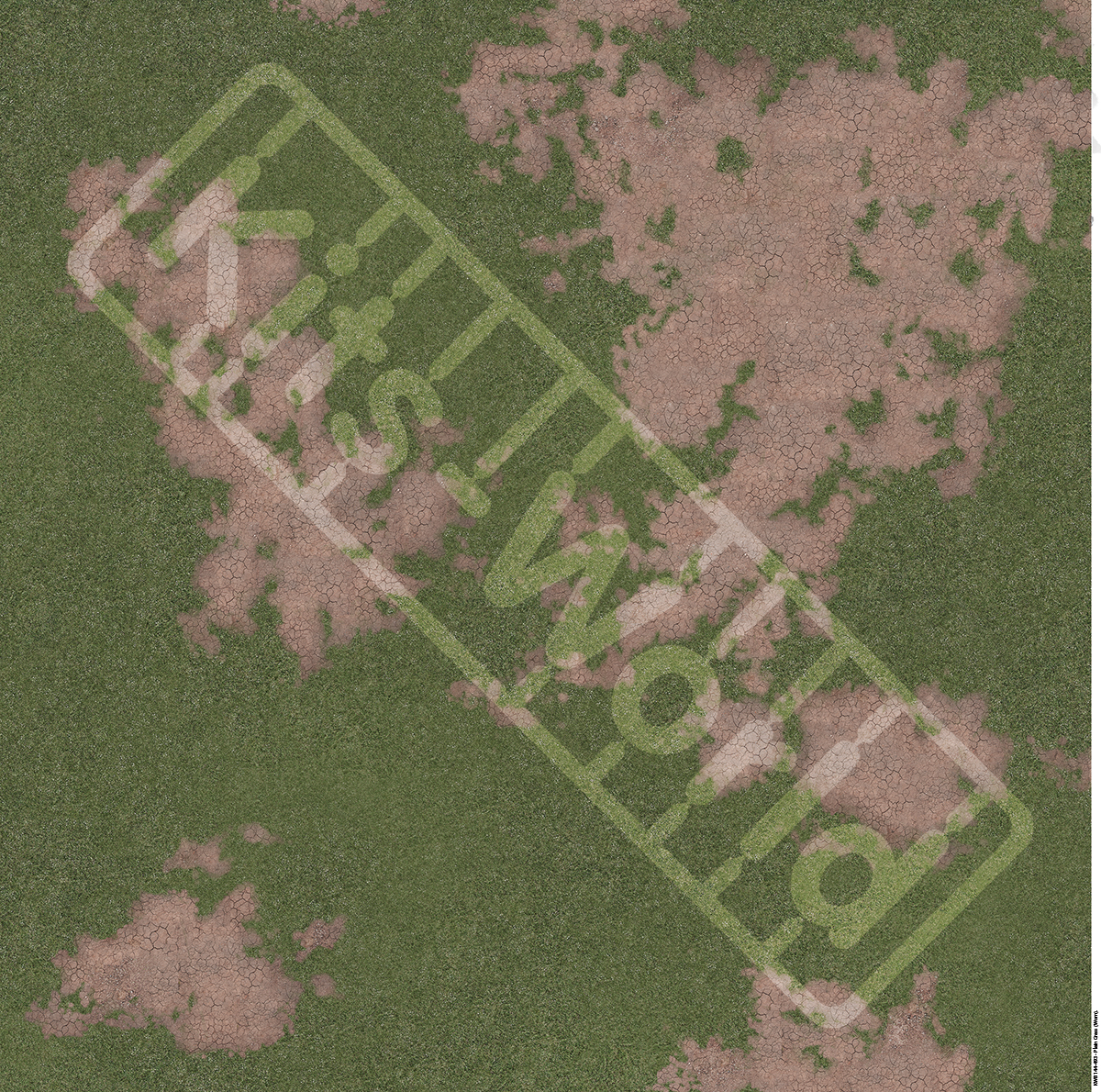 Kitsworld Diorama Adhesive Base 1:144th scale - Plain Grass- Worn KWB 144-493 Plain Grass- Worn 